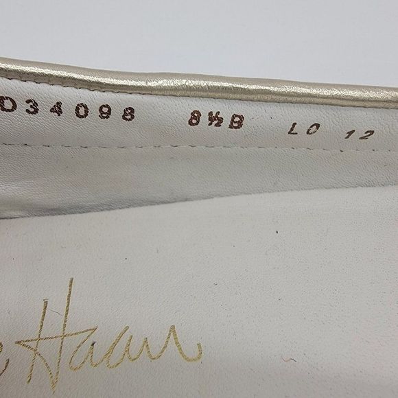 Cole Haan Air Tali Flat Women Size 8.5 B Silver Leather Slip On Loafer Boat Shoe - Picture 3 of 7